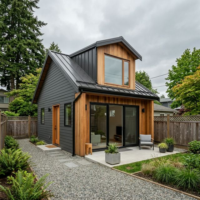 Craftsman coach house Burnaby BC — detached dwelling with cedar accents